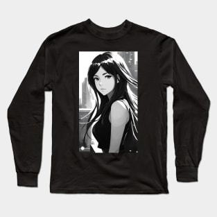 Enchanting Anime Portrait of a Beautiful Woman Long Sleeve T-Shirt